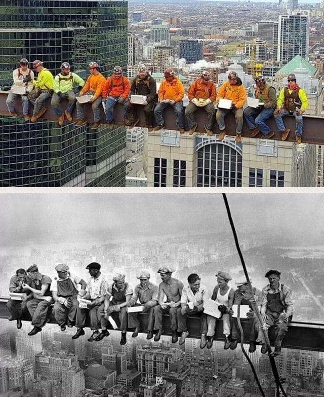 Chicago Iron Workers Recreate the Iconic 'Lunch atop a Skyscraper' Photo from 1932