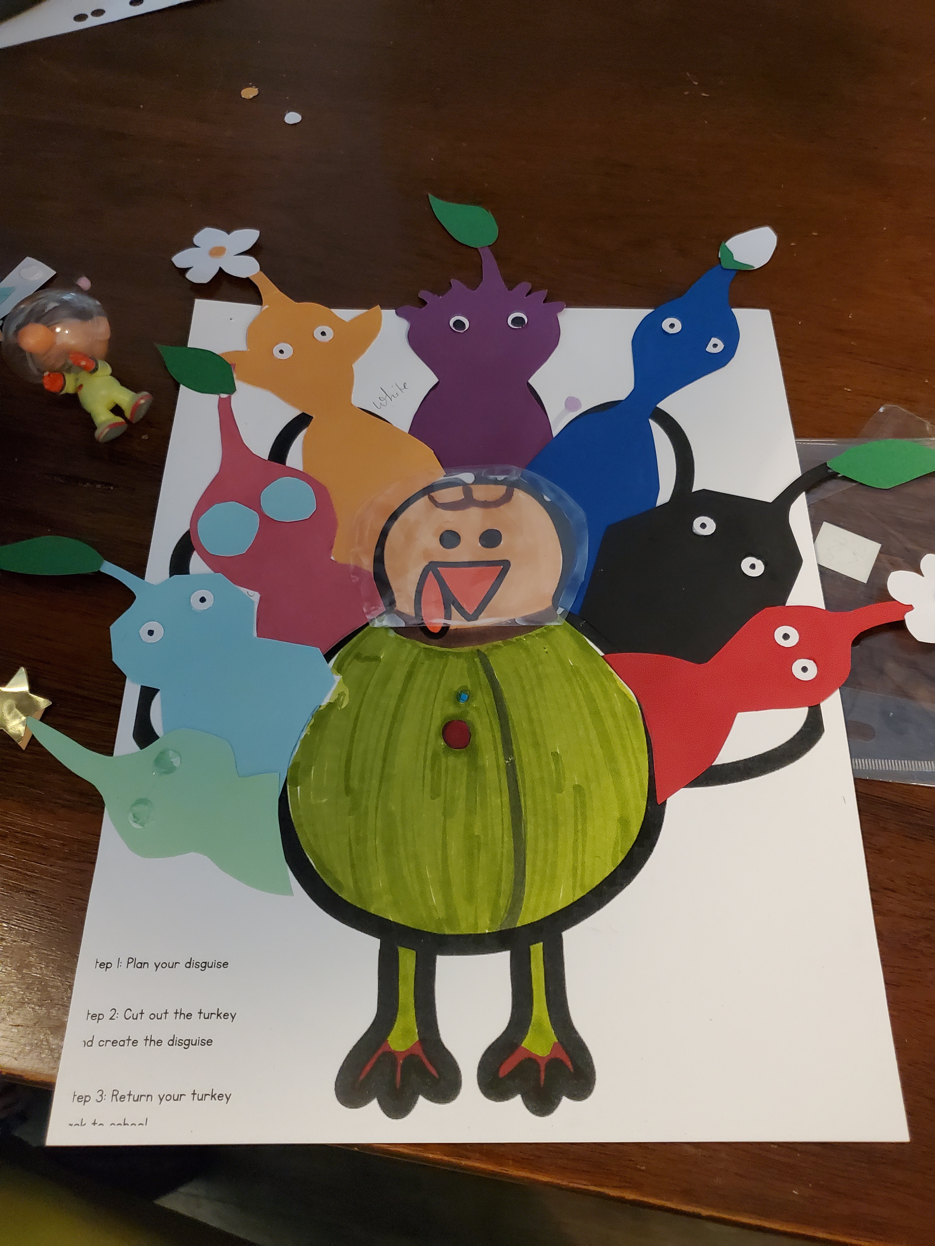 We transformed our turkey into a Pikmin masterpiece for my son's school project!