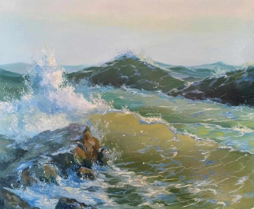 A Stunning Transparent Wave: My Oil Painting on Canvas