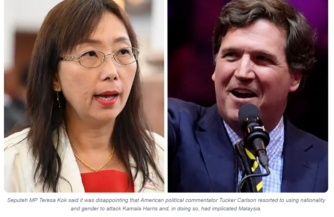 Wow! Carlson thinks calling Harris 'Samoan-Malaysian' is a witty insult.