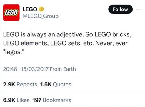 It's Lego, Not Legos! Let's Set the Record Straight