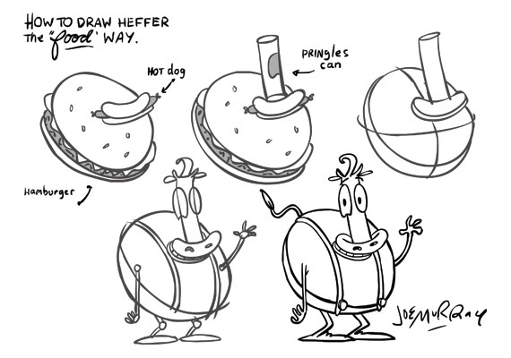 Step-by-step guide to drawing Heffer Wolfe from 'Rocko's Modern Life'
