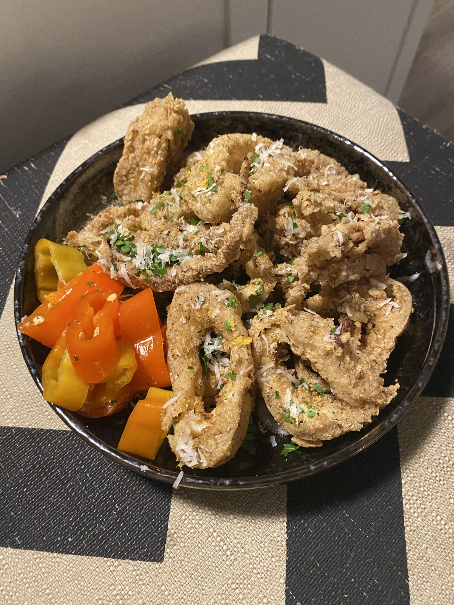 Delicious Calamari Paired with Spicy Hot Peppers