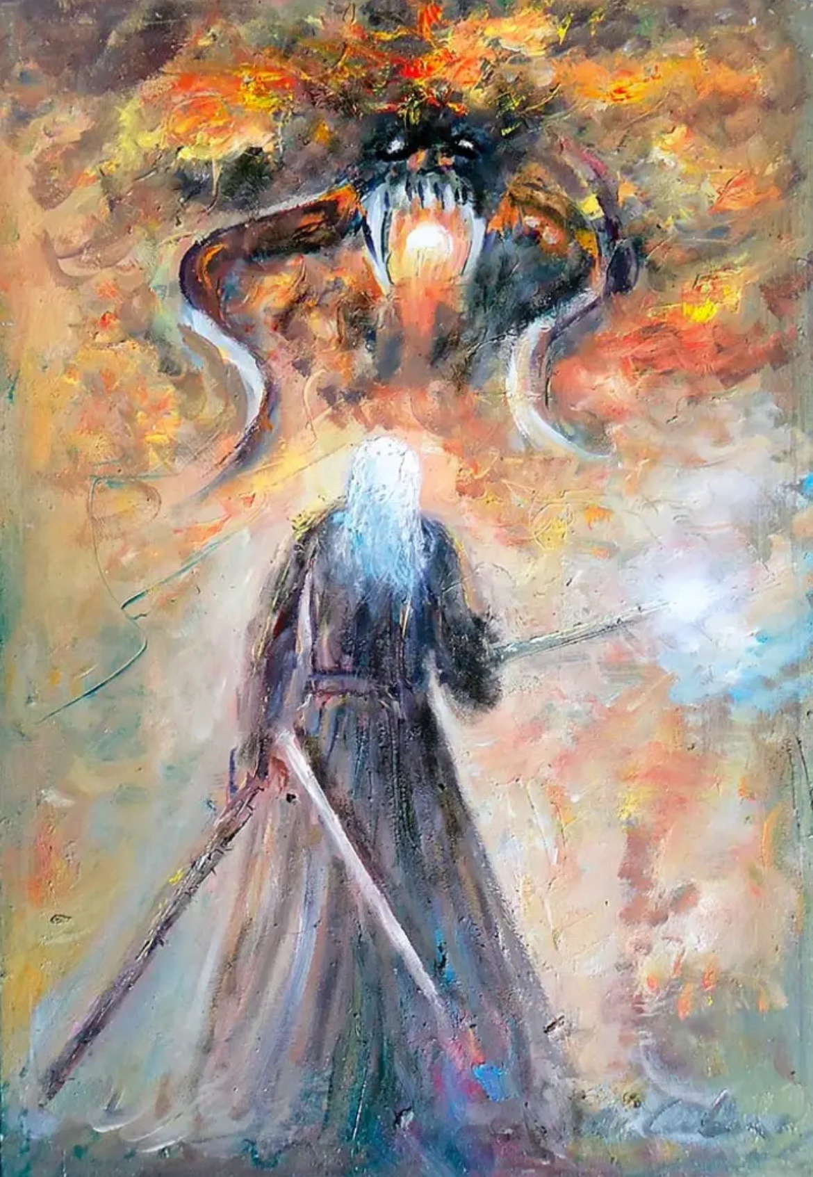 My Handmade Painting of Gandalf Battling the Balrog