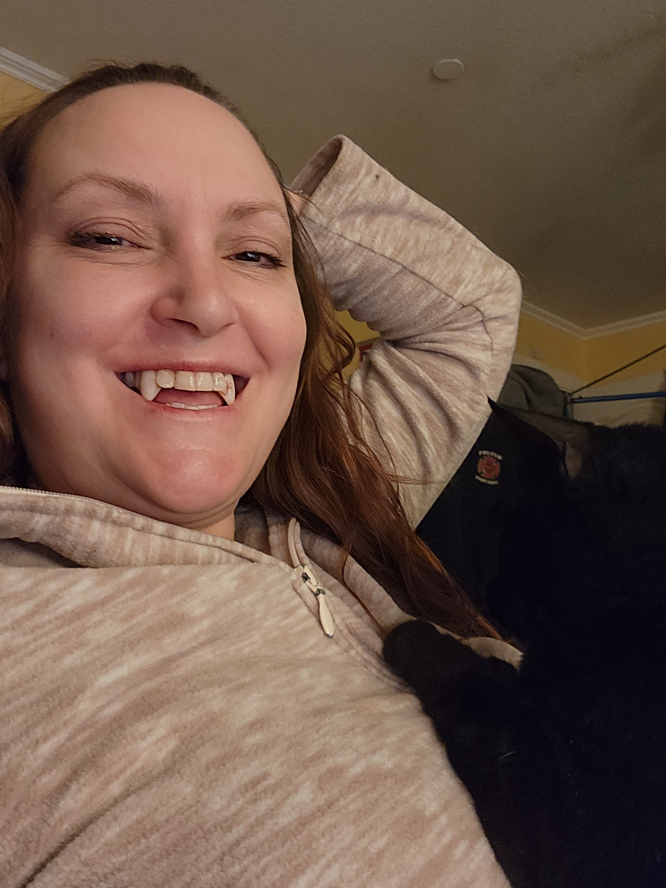 Merry Fangs! Celebrating with my adorable kitty!