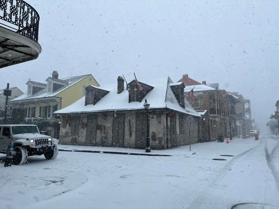 A Rare Sight: Snow in New Orleans