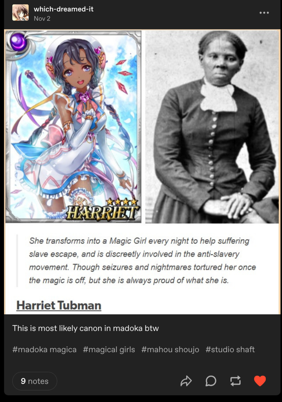 Harriet Tubman reimagined as a magical girl
