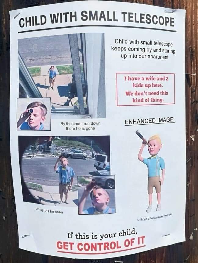 No worries, Telescope Kid gets a free pass.