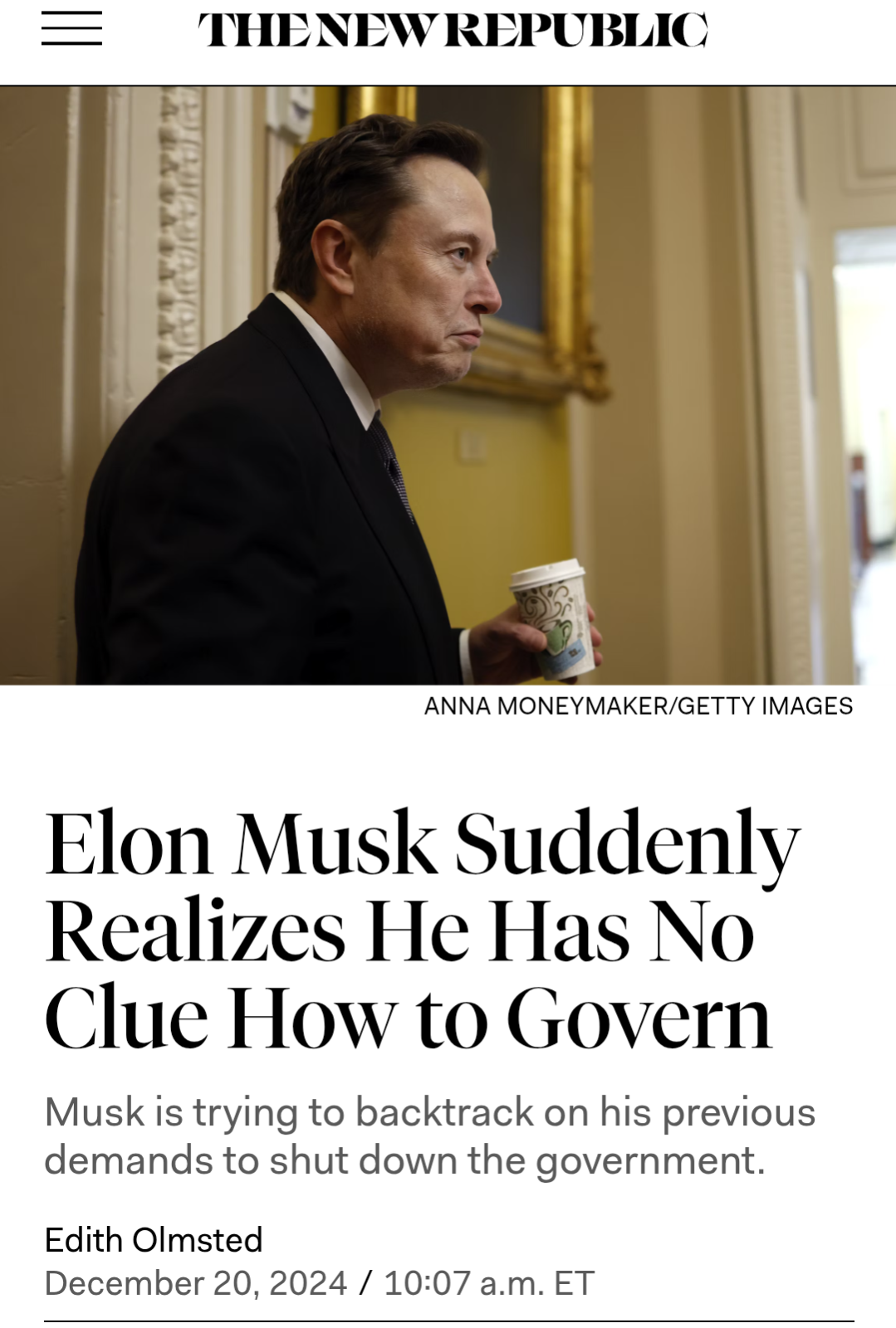 Elon Musk deflects responsibility for the Federal shutdown