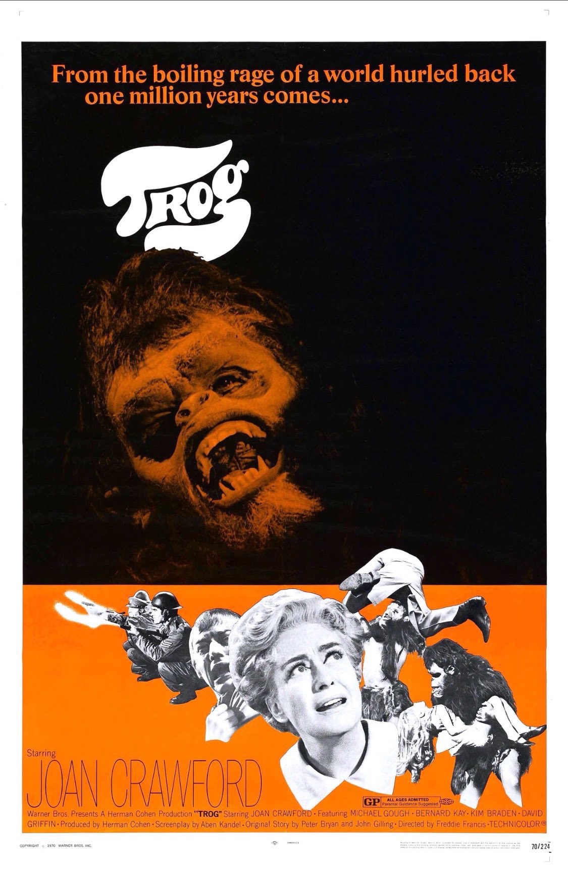 A look back at the premiere of 'Trog' featuring Joan Crawford, 54 years ago on October 24, 1970.