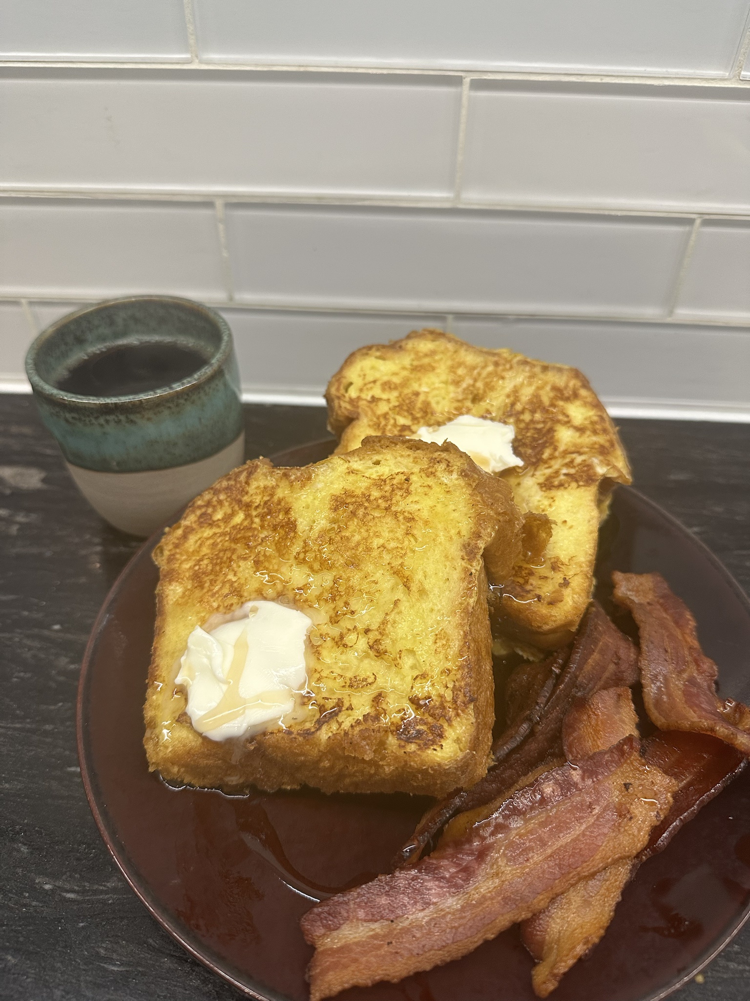 Indulging in Challah French Toast with a Side of Crispy Bacon