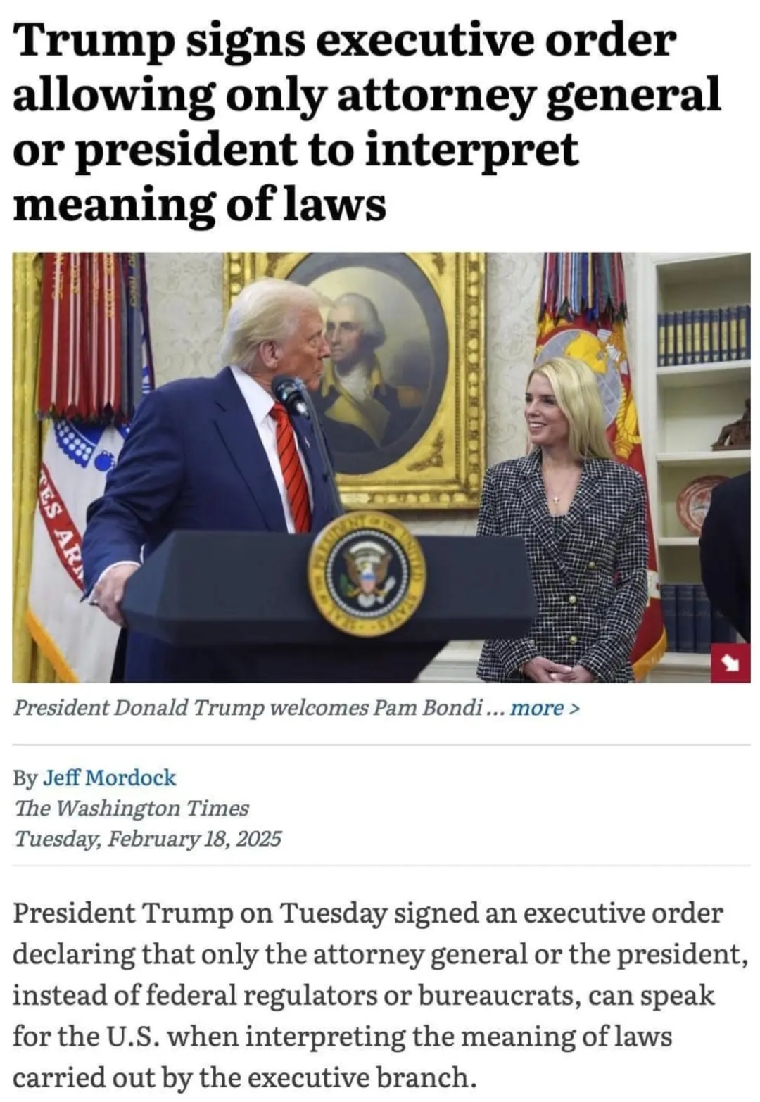 Trump's Executive Order: Only the President and Attorney General Can Interpret Laws