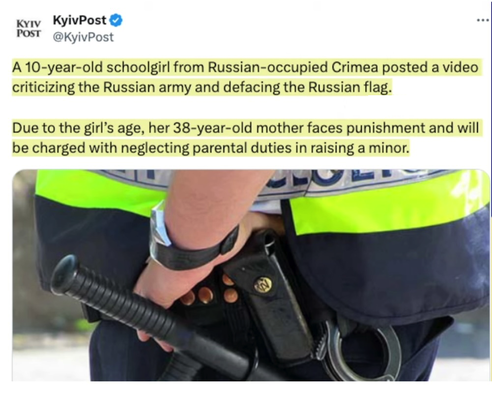 Russian Police Take Action Against Woman for Pro-Ukraine Video in Crimea