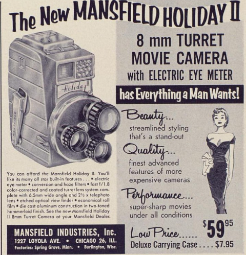 Vintage Vibes: 1959 Mansfield Holiday II Movie Camera Ad
