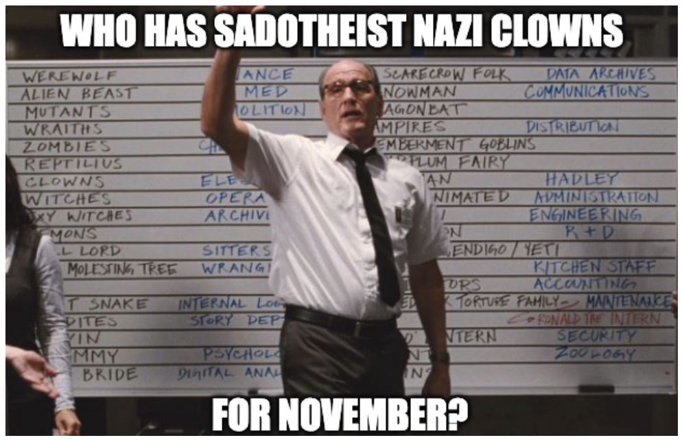 A Darkly Humorous Take on Sadotheist Nazi Clowns