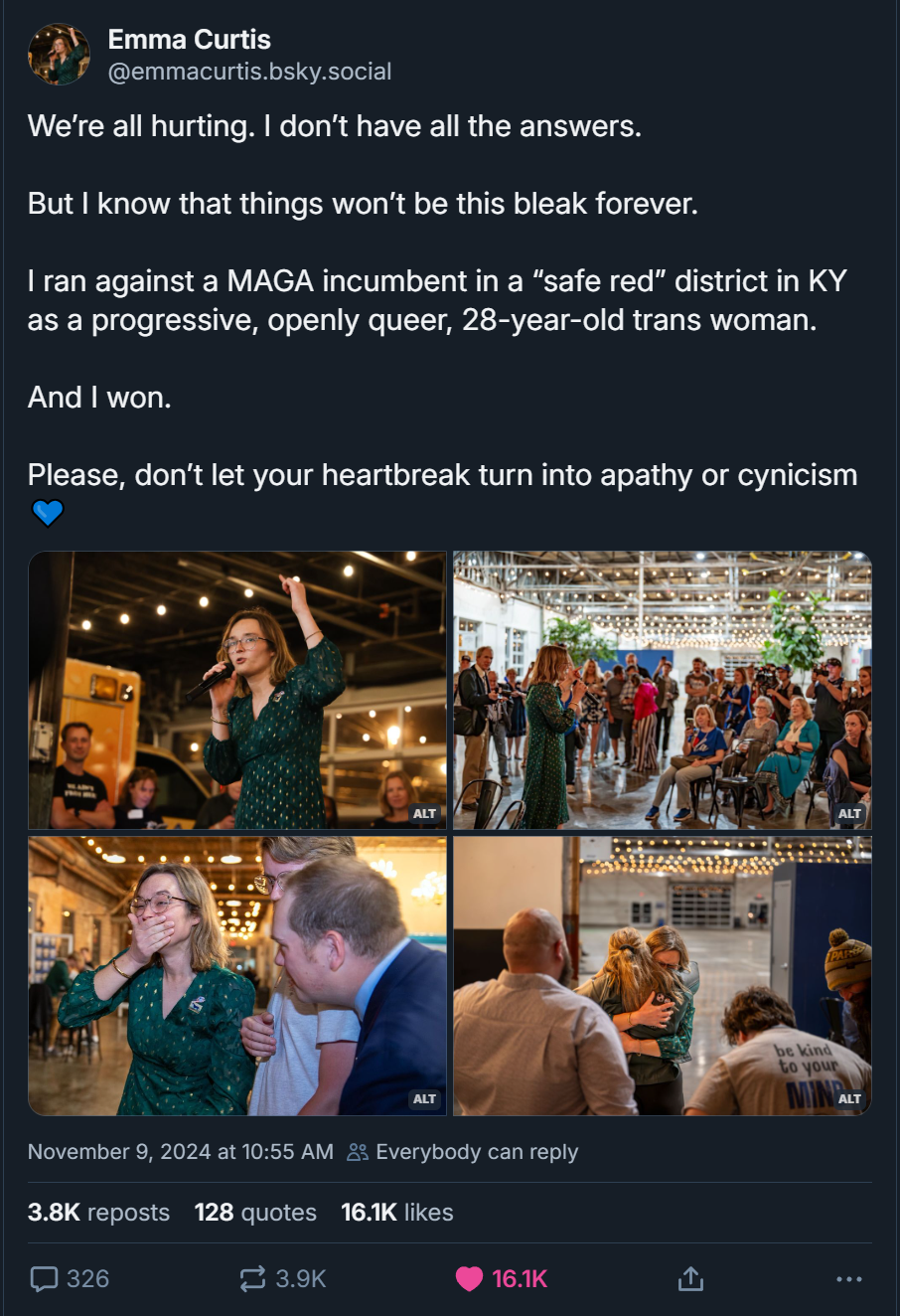 Celebrate every victory, big or small! Emma Curtis makes history as Kentucky's first transgender city office holder, defeating an incumbent MAGA.