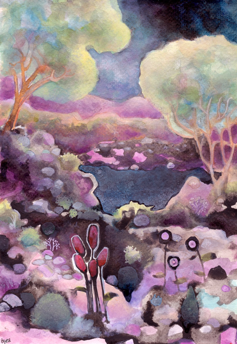 Nature's Beauty: Flowers by a Rocky Shore