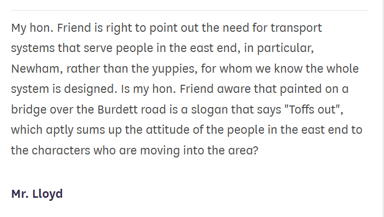 A Glimpse into 1987: Parliamentary Debates on the New DLR Line