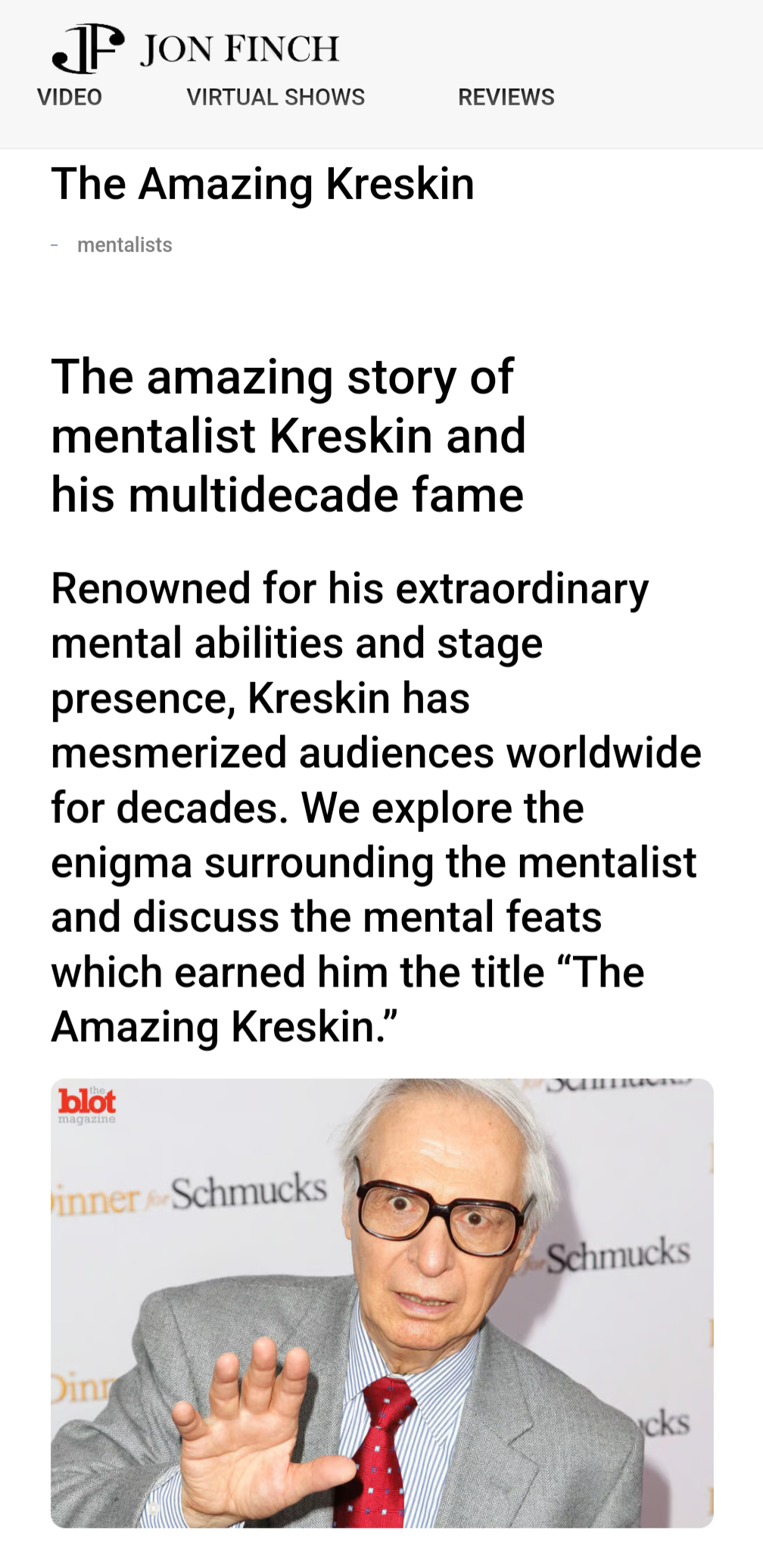 In Loving Memory of the Amazing Kreskin