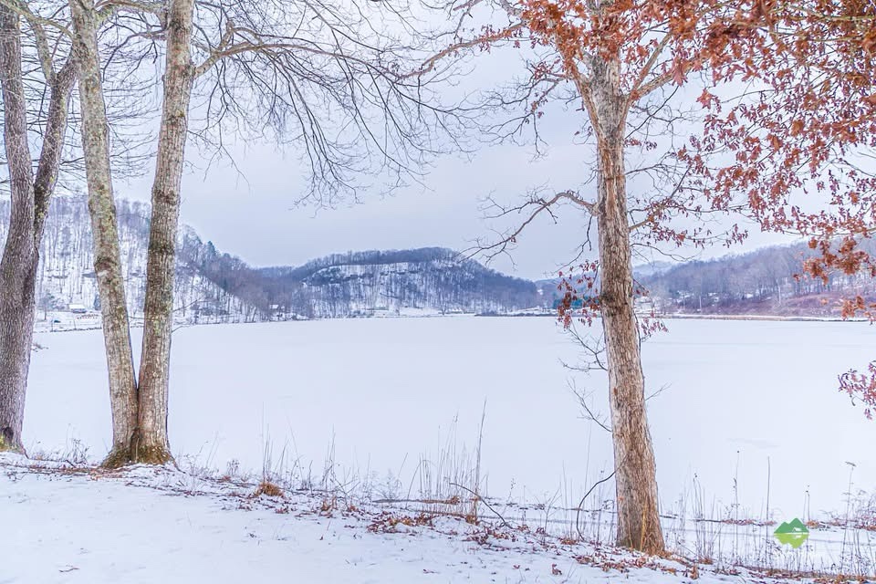 Serene Frozen Lake in Winter's Embrace