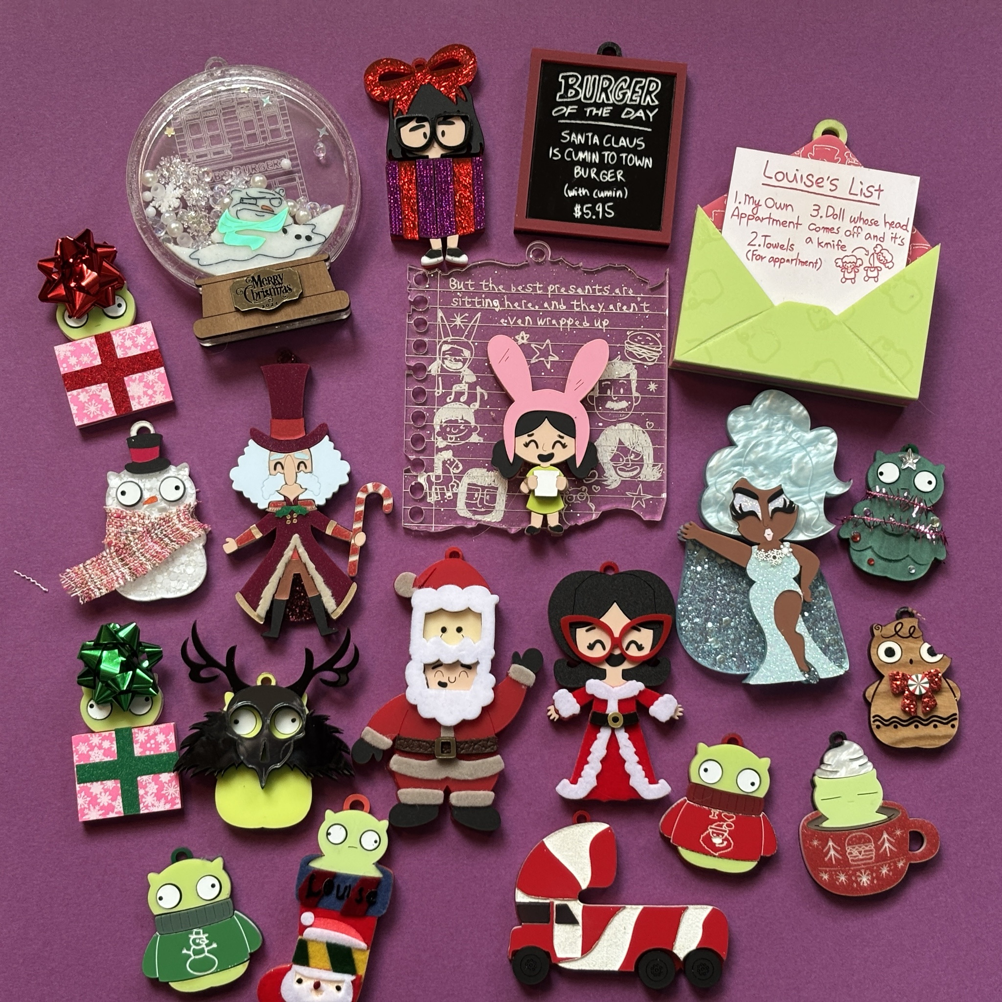 Check out my new Bob's Burgers ornaments that I've been designing for the past two months!