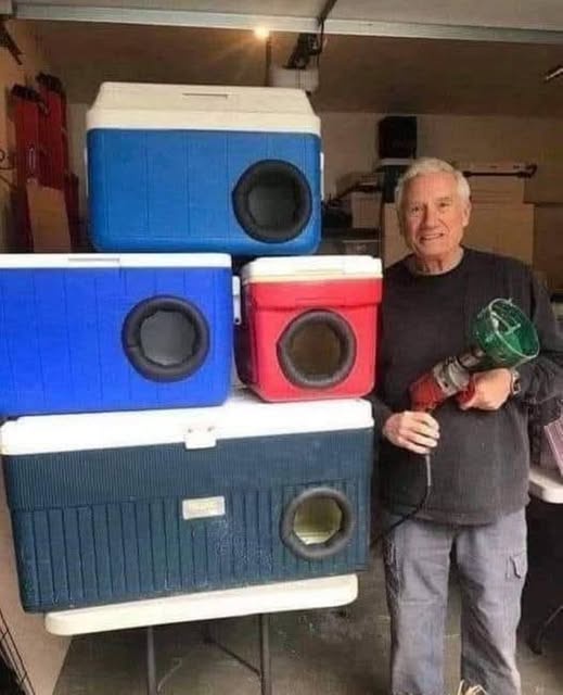 Heroic Man Transforms Coolers into Cozy Winter Shelters for Stray Cats