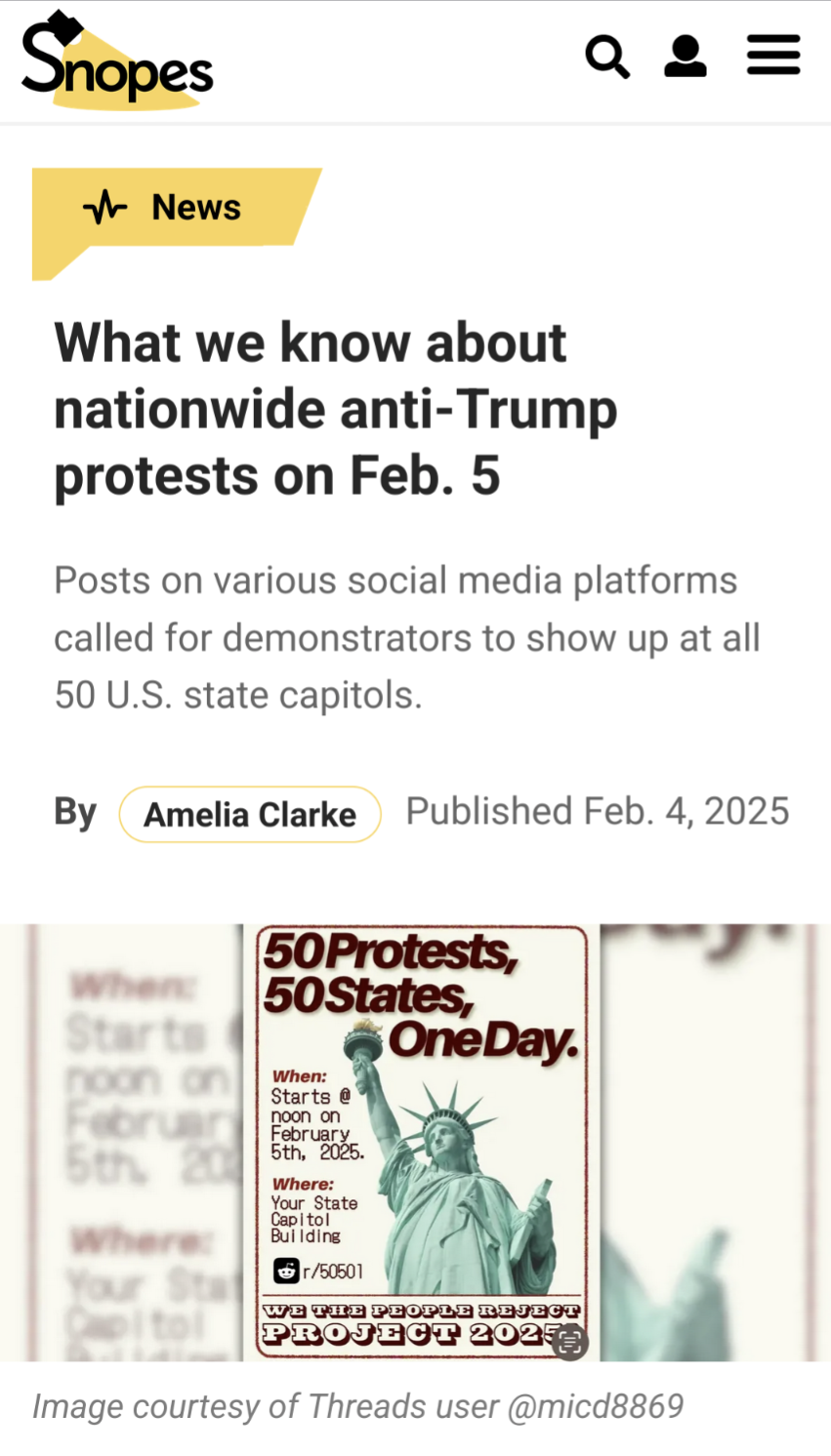 Snopes Investigates the Viral 50501 Protests - Here's My Take