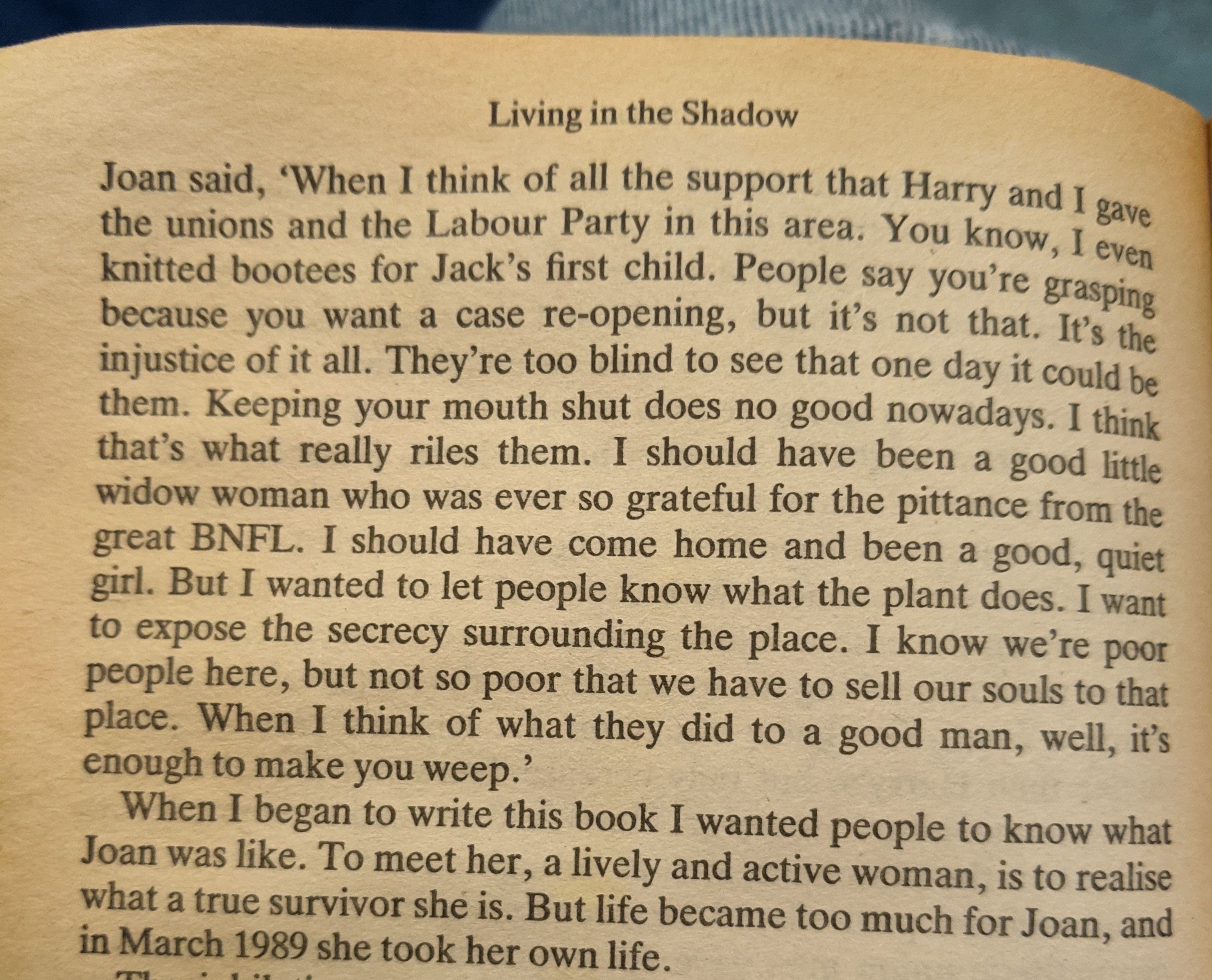A Powerful Quote from the Widow of a UK Nuclear Power Worker from the 60s and 70s