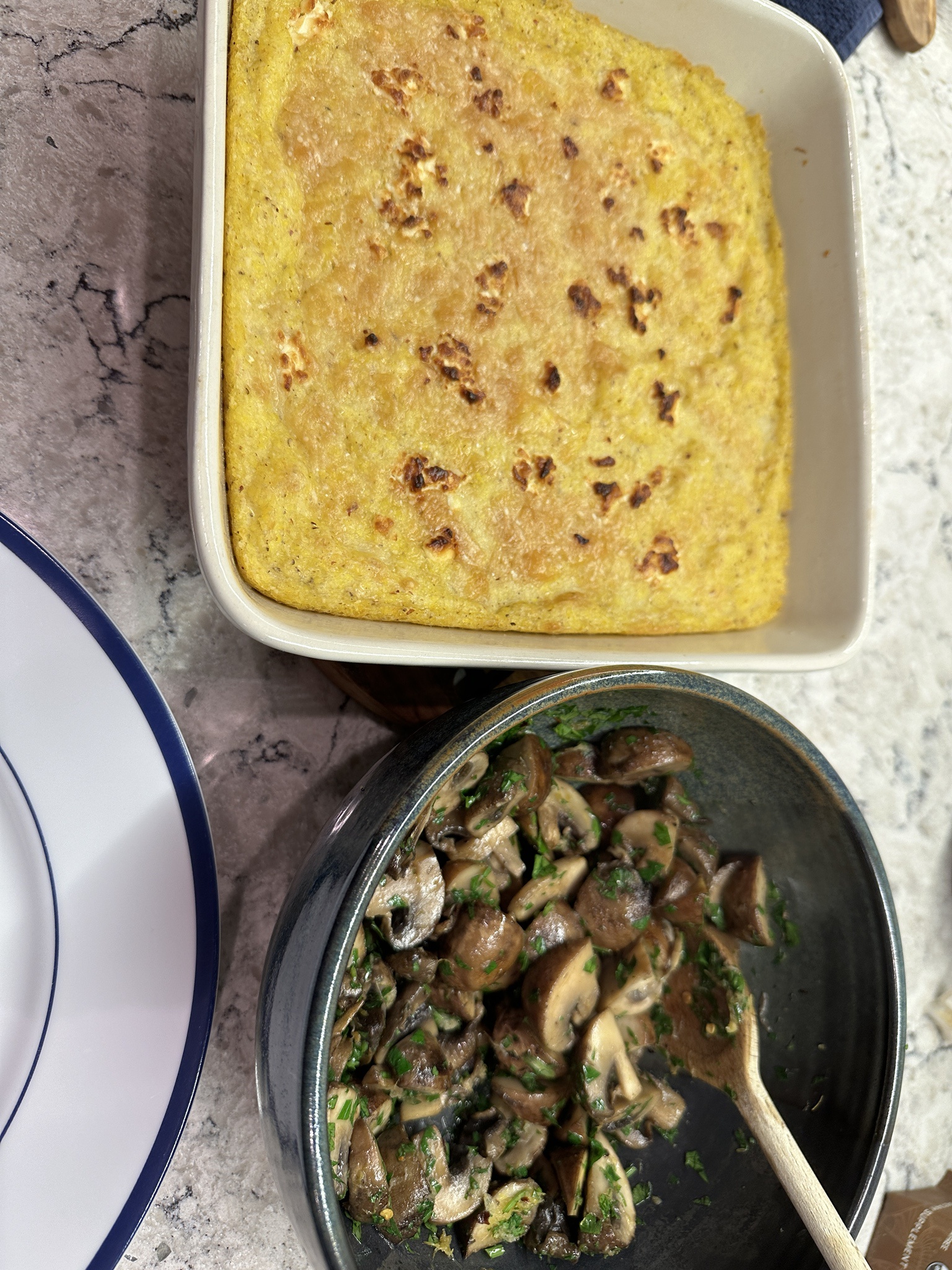 Savory Baked Polenta Topped with Roasted Mushrooms