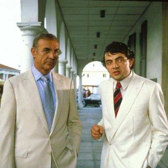 A Legendary Encounter: Mr. Bean Meets Sean Connery in *Never Say Never Again* (1983)
