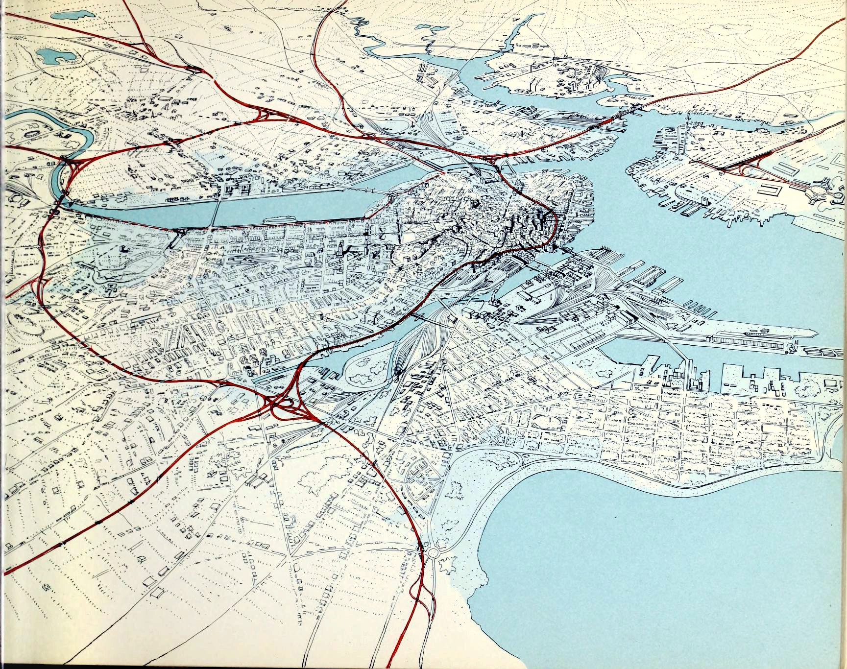 A Glimpse into Boston's Original 1948 Elevated Highway Vision