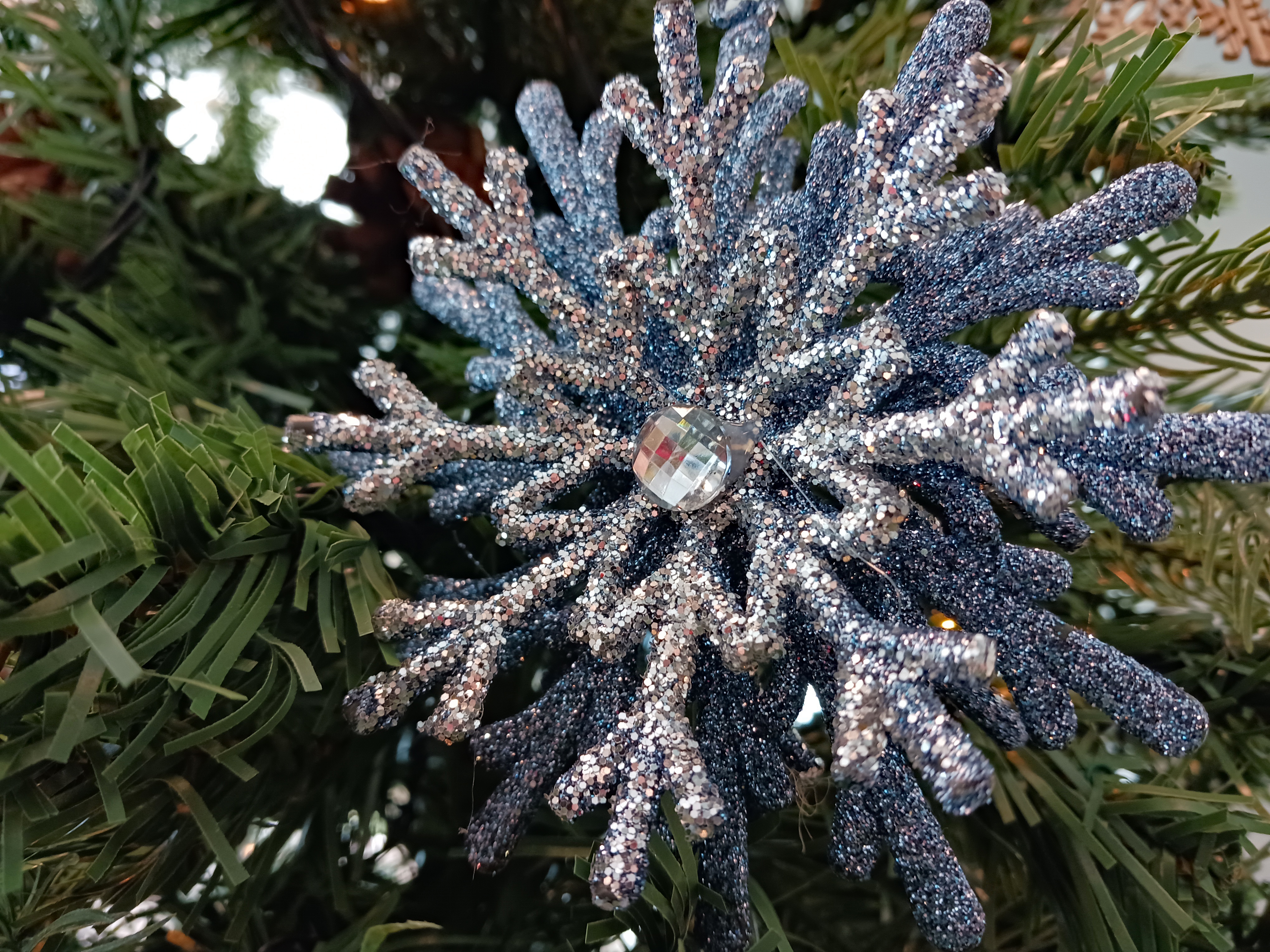 A beautiful snowflake ornament.