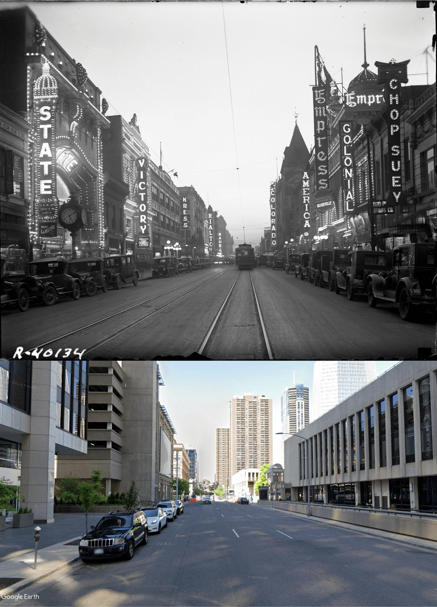 A Journey Through Time: Denver's Curtis Street from 1926 to Today
