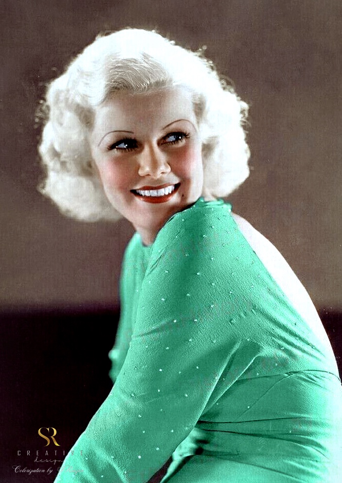 Explore Jean Harlow's stunning art deco outfits, colorized by Sergey V. Rauzin 2023!