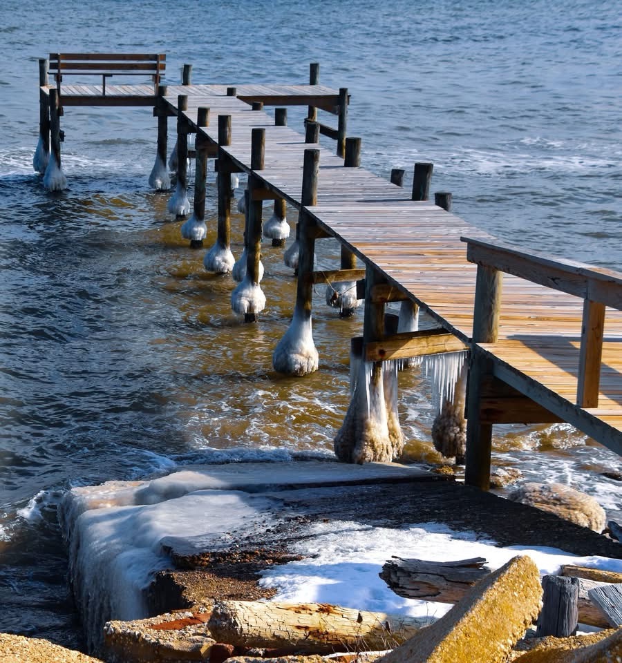 A Glimpse of a Frozen Dock: Nature's Icy Artwork