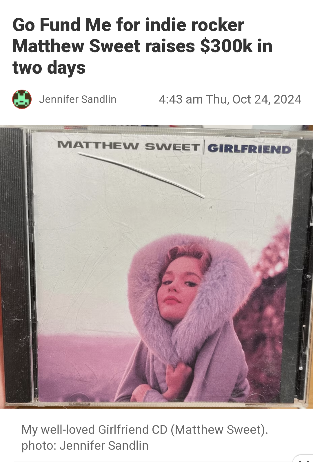 Wishing You a Speedy Recovery, Matthew Sweet!