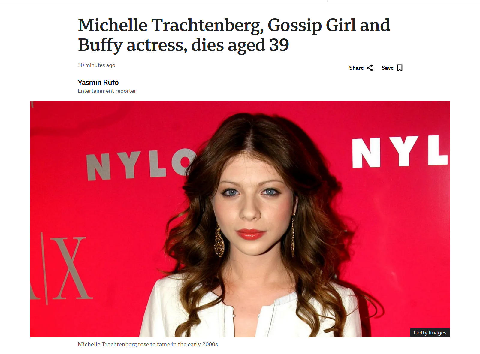 Tragic News: Michelle Trachtenberg, Star of Gossip Girl and Buffy, Passes Away at 39