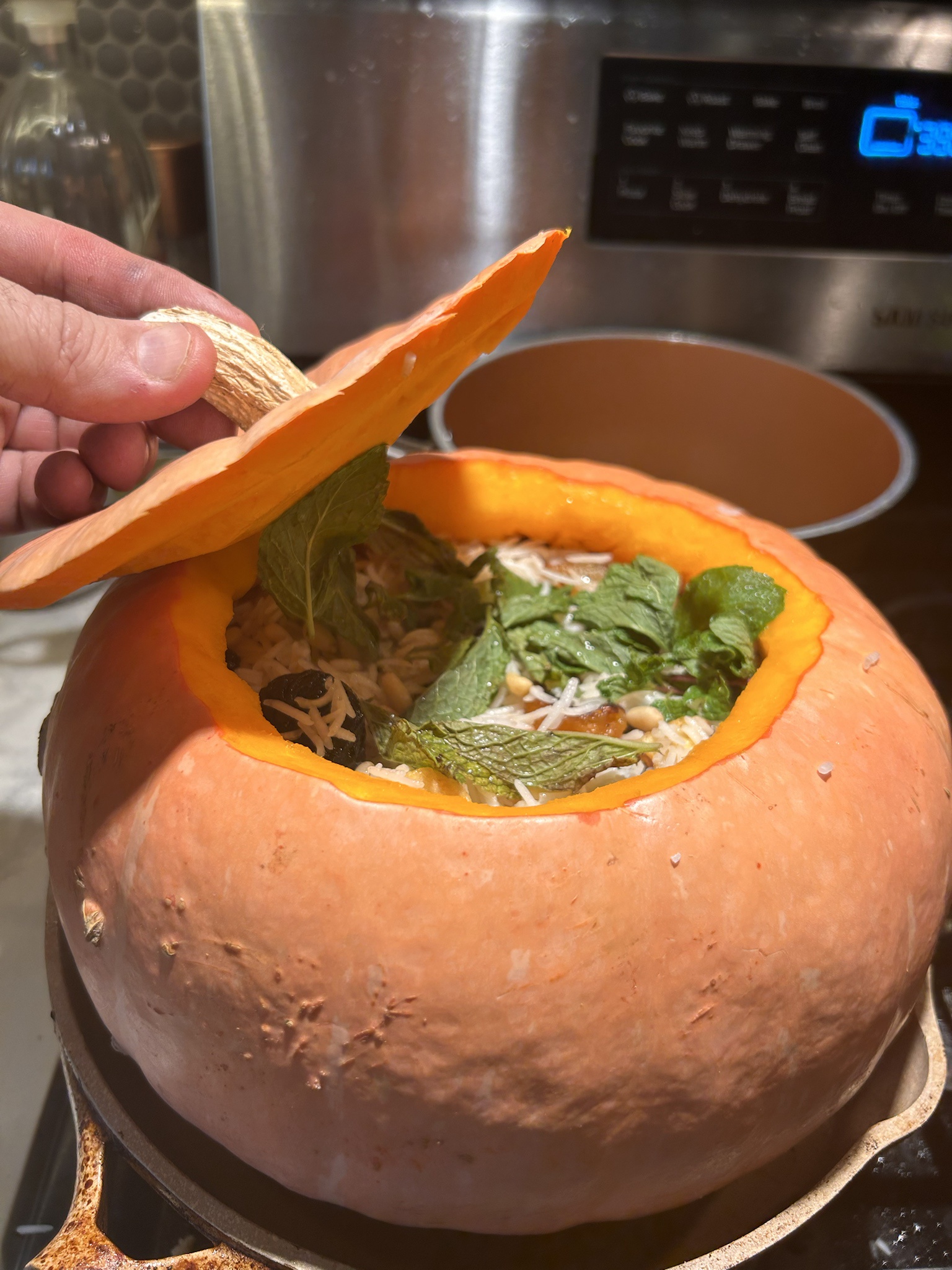 Ghapama: A delicious Armenian pumpkin filled with sweet rice.