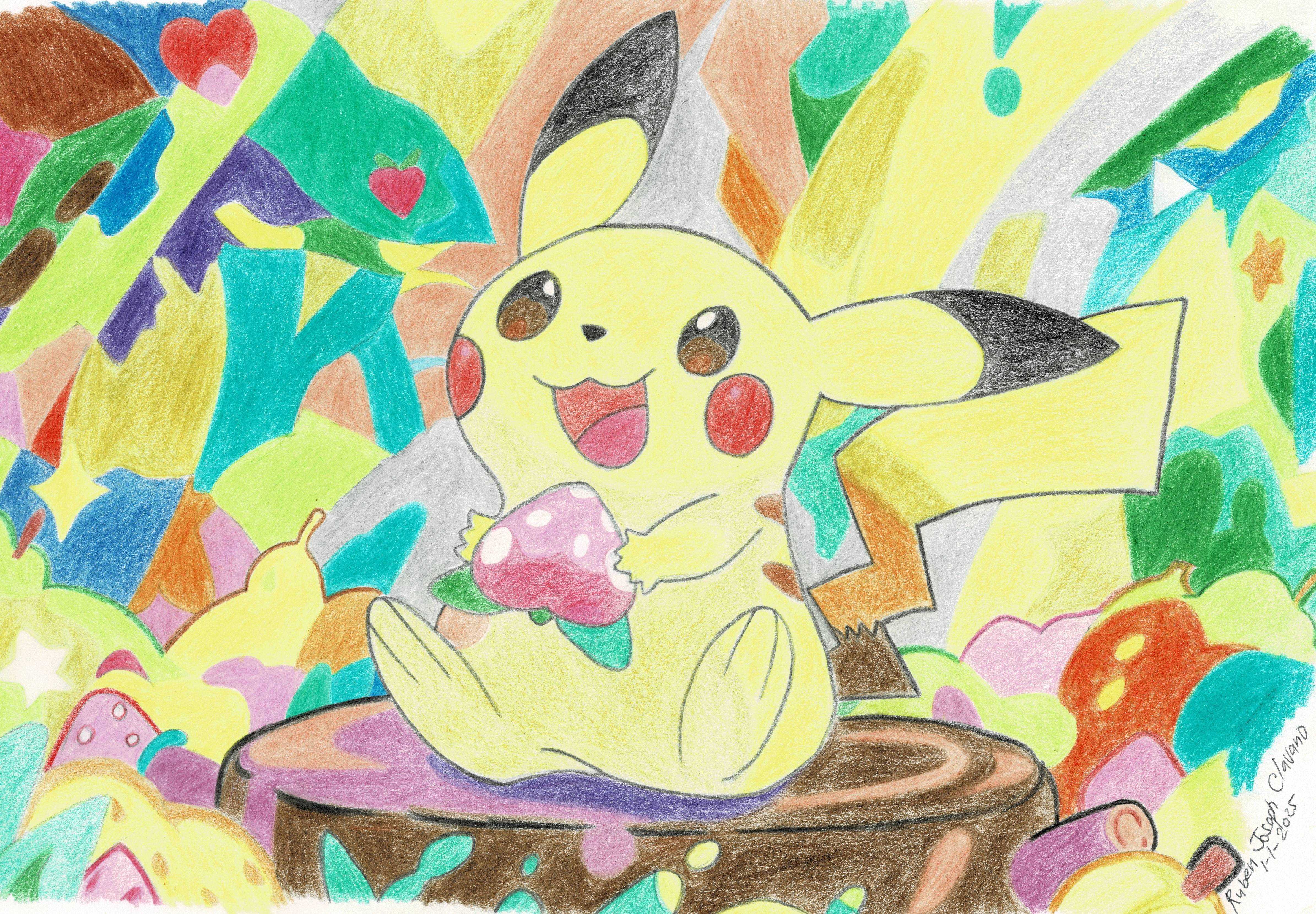 Vibrant Pikachu Created with Colored Pencils
