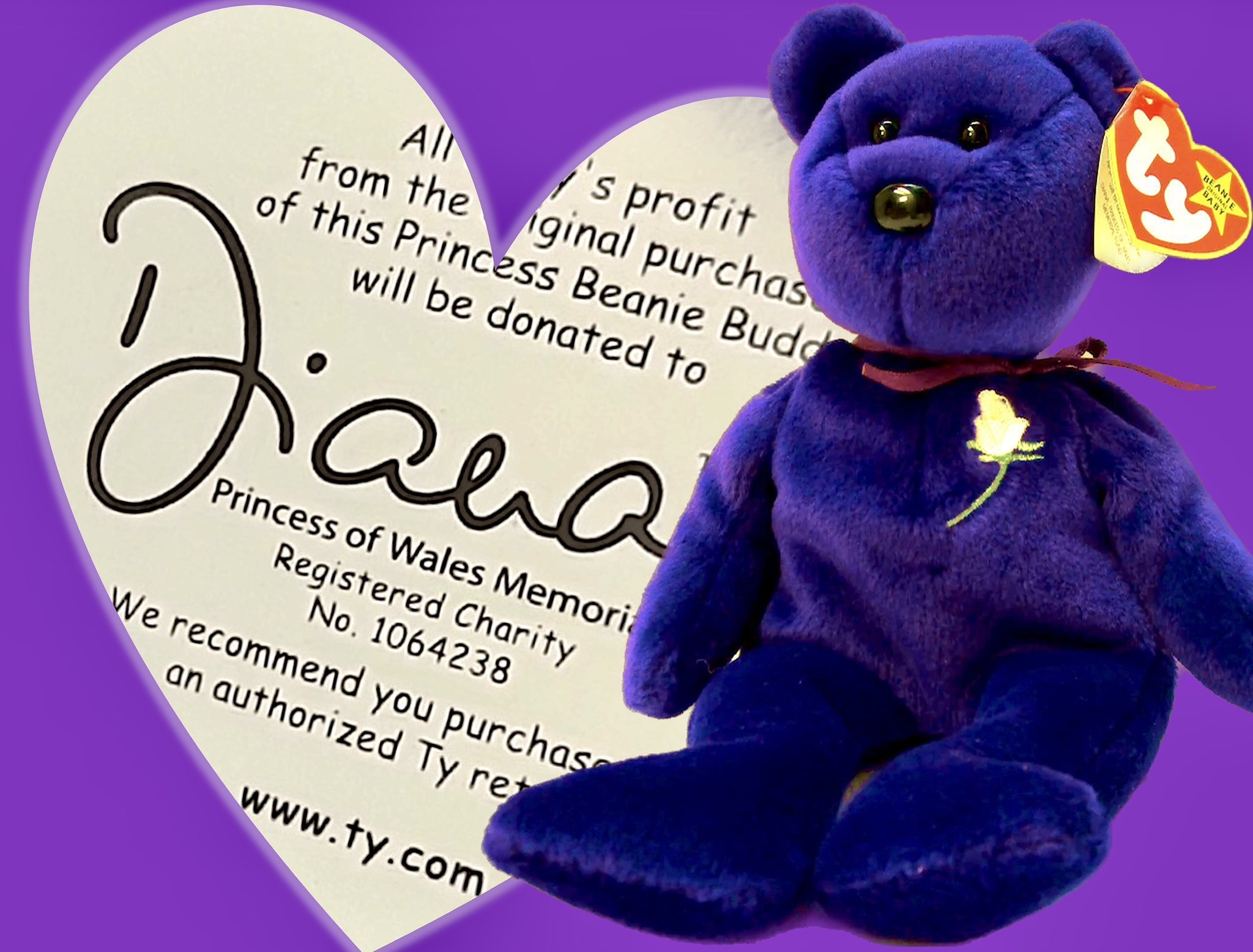 In October 1997, Ty Inc. revealed their heartfelt Beanie Baby tribute to the beloved Princess Diana.