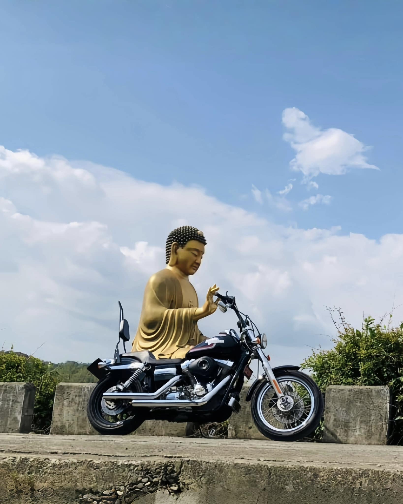 Buddha Takes a Joyride on a Harley