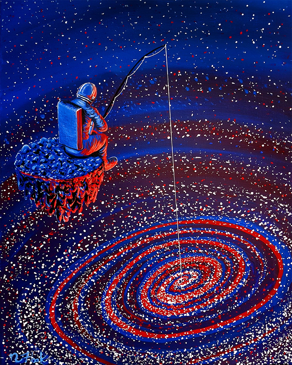 Gone Fishin': A Cherished Acrylic Painting from Years Past