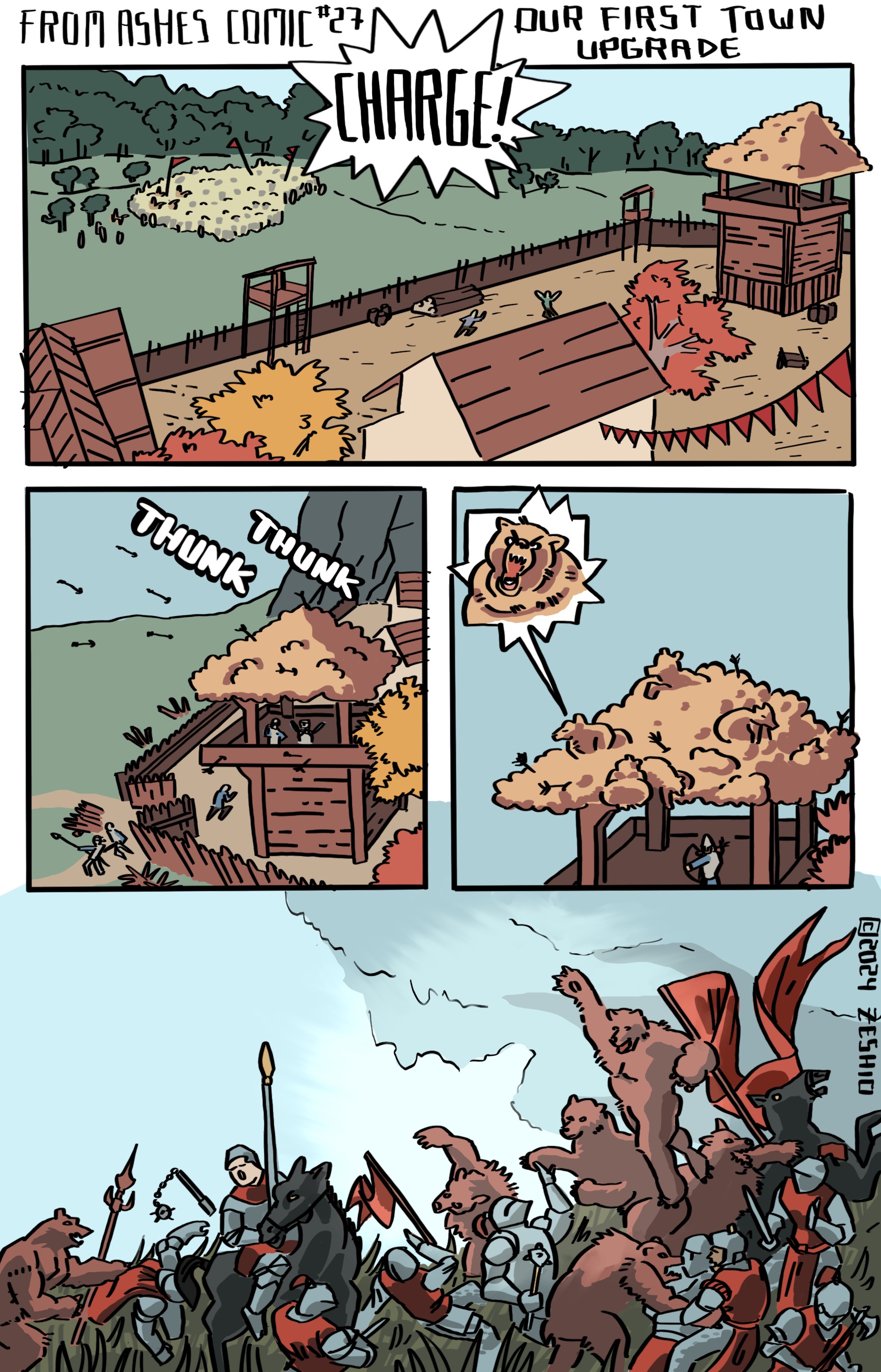 From Ashes Comic 27: Leveling Up Our First Town