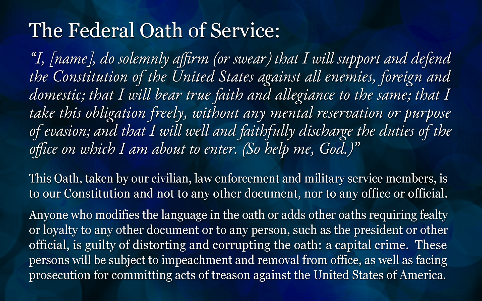 Our Commitment: The Oath to Uphold the Constitution