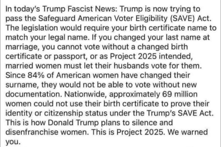 Disenfranchising women is a top priority for the fascist agenda.