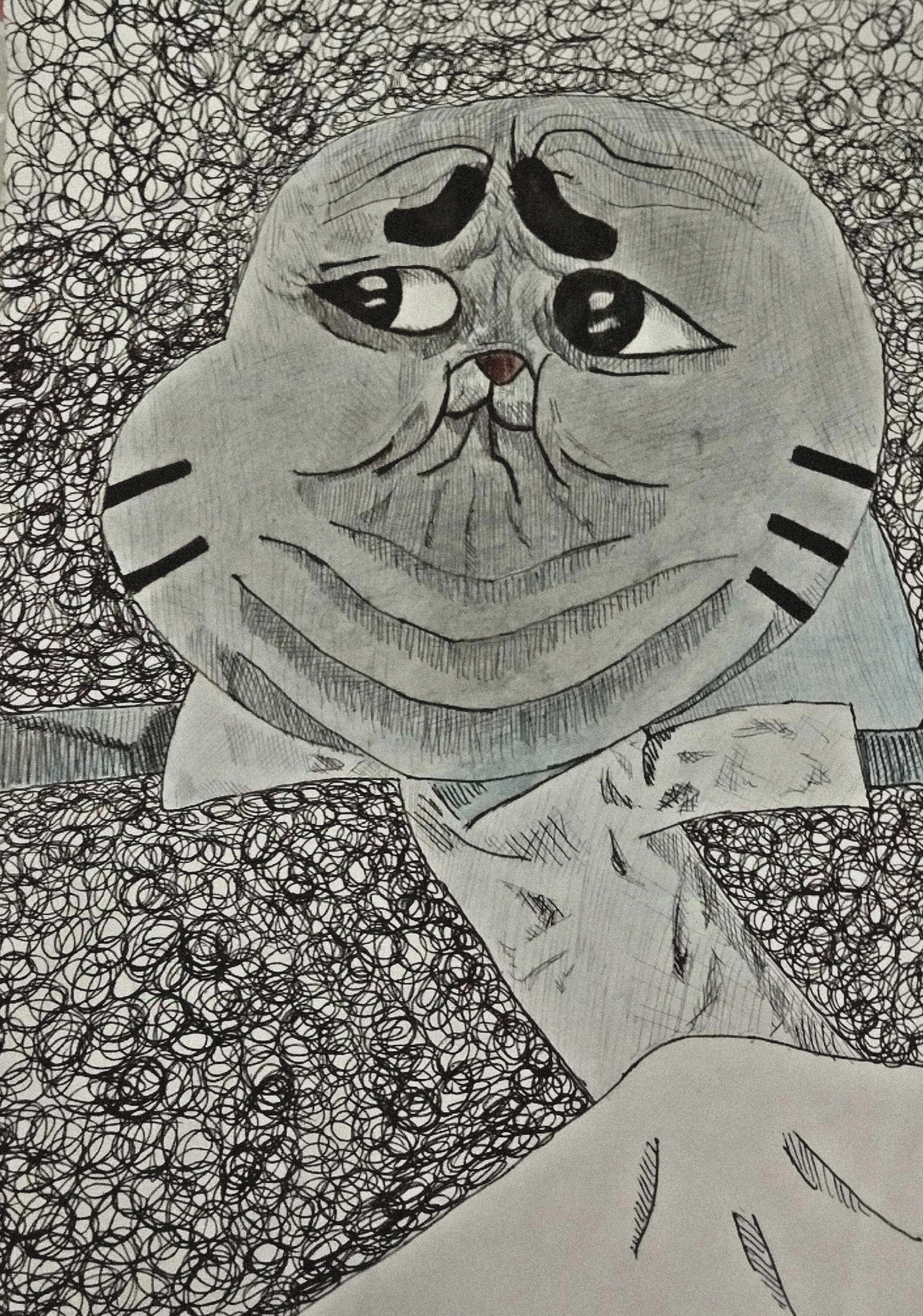 Just finished this Gumball portrait, and my drawing face says it all—expressing my struggles during study sessions is tough!