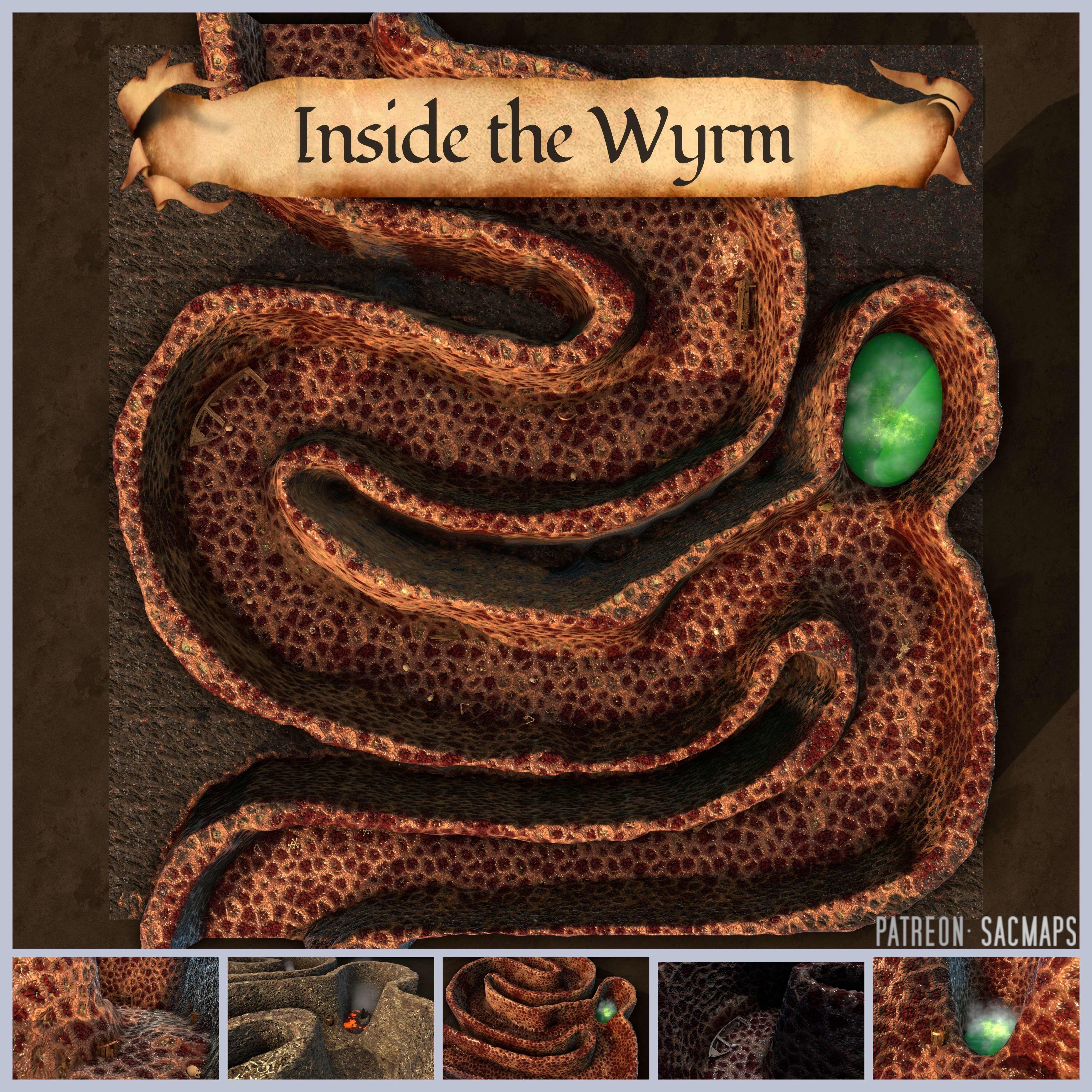 Explore Inside the Wyrm: Free DnD/TTRPG Maps (Warning: Trypophobia Ahead)