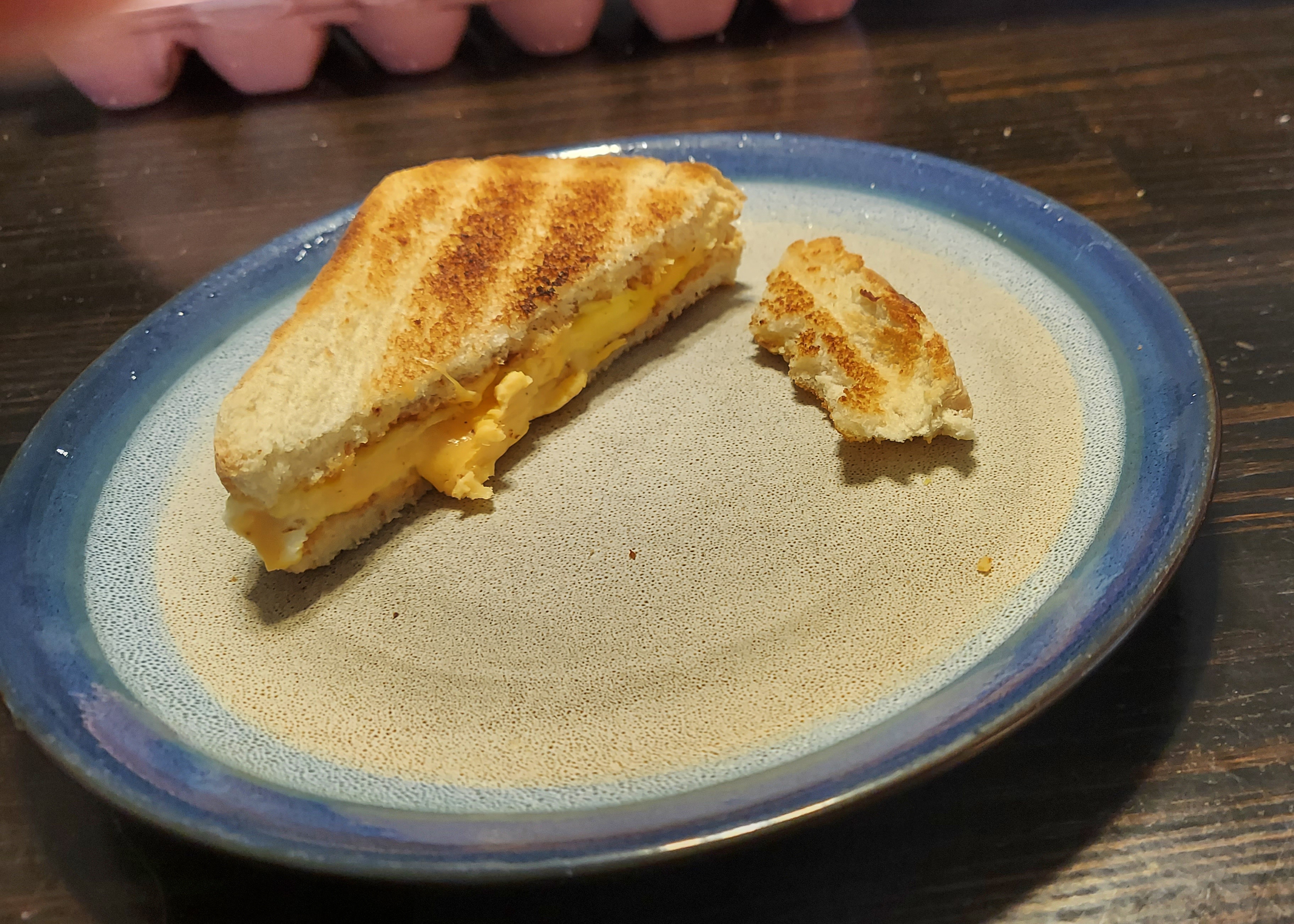 My son left his egg and cheese sandwich unfinished this morning... Looks like he'll be working hard all summer to make up for it!