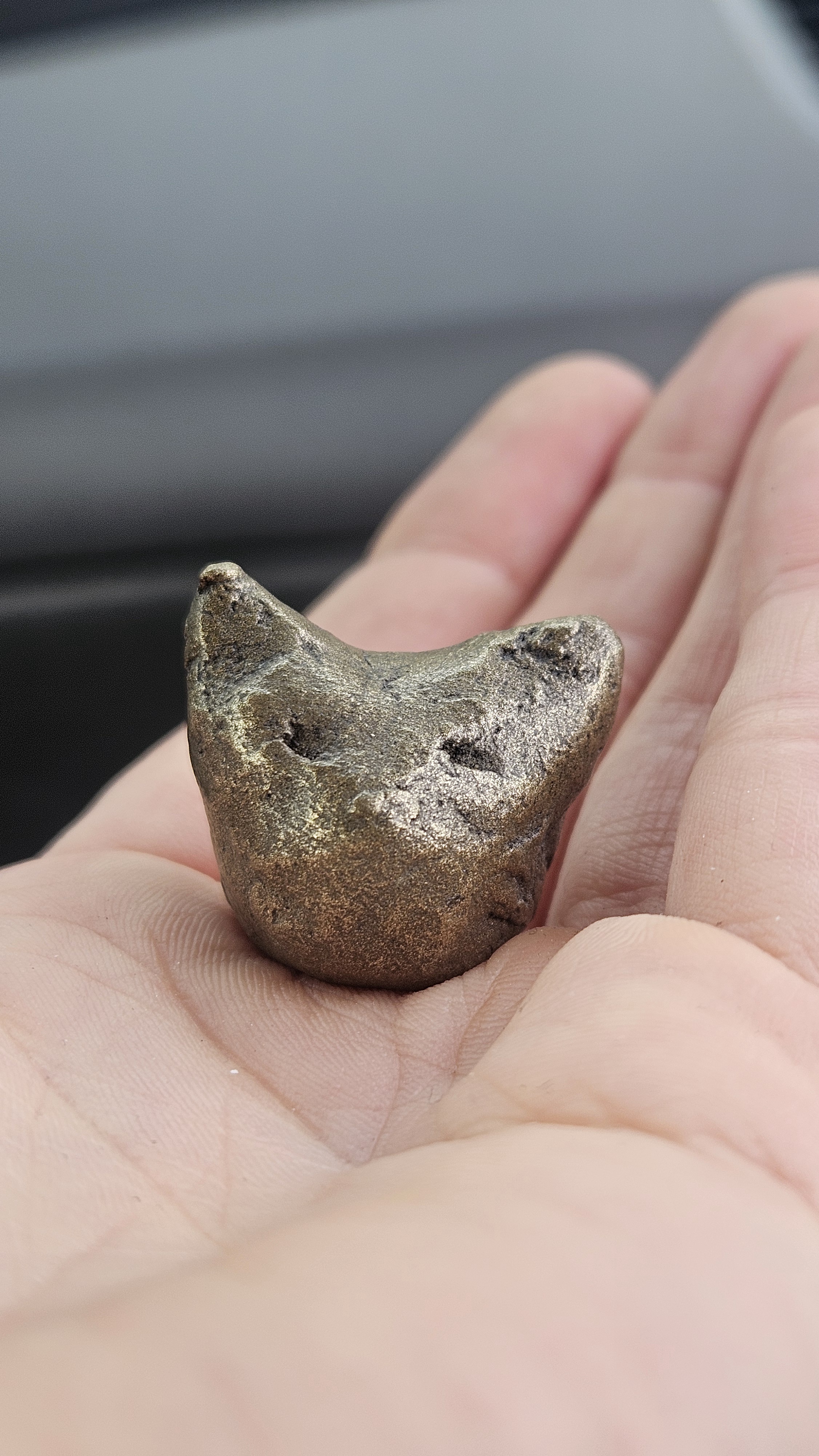 Adorable Tiny Kitty Head Encased in Bronze Resin