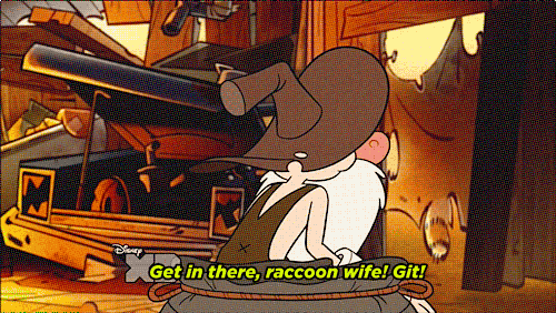 Fiddleford McGucket's raccoon wife: A tale of love and mischief.